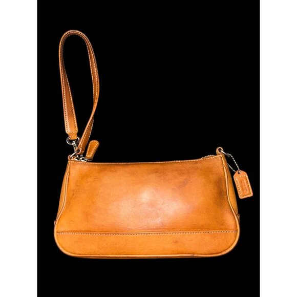VTG Coach Purse Tan Leather Hampton Demi Baguette 7785 Wristlet Clutch Y2K Mini - Picture 8 of 10